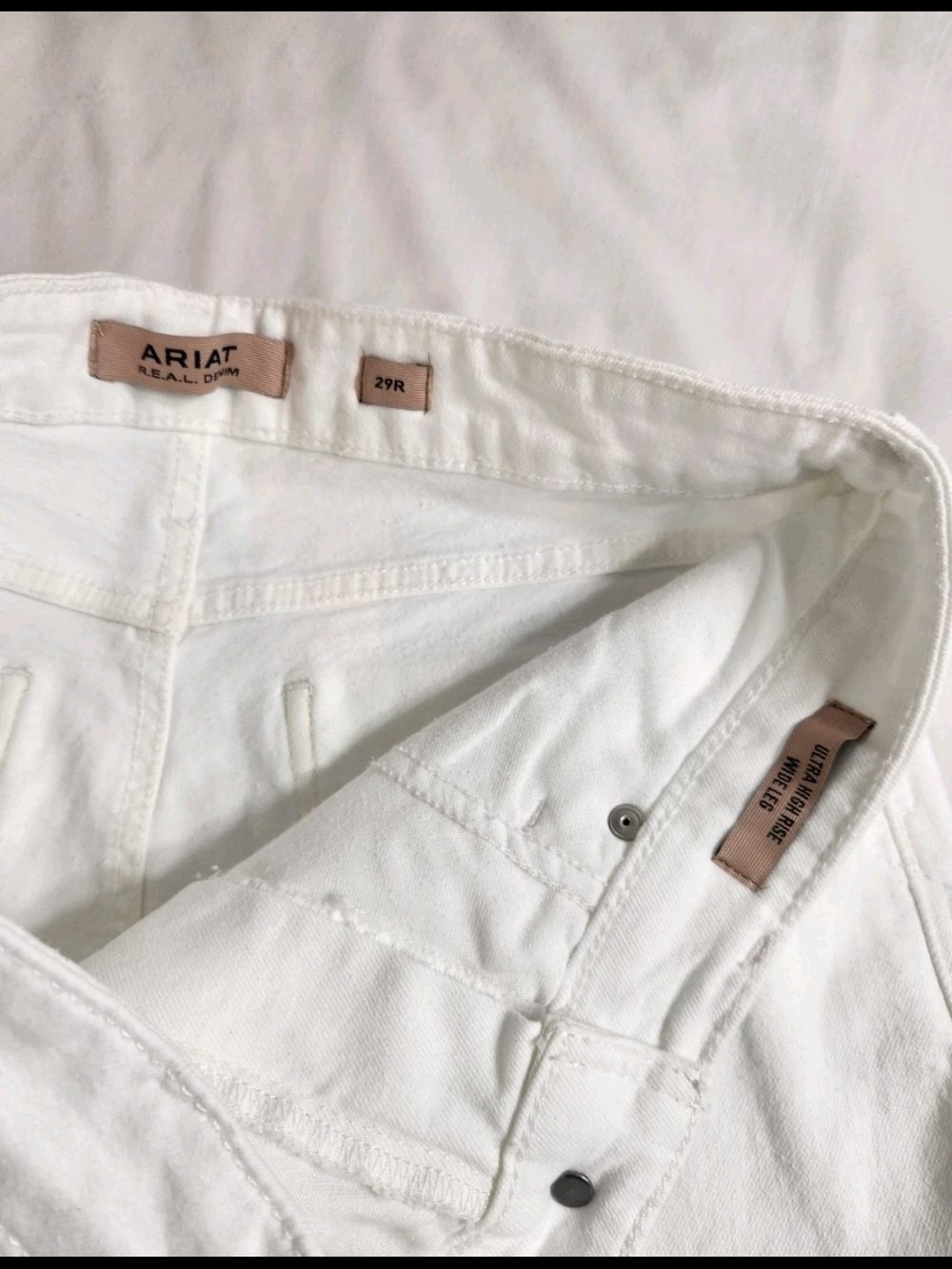 Ariat Wide Leg Jeans Women's Size 29 R White Ultra High Rise Stretch Crop NWT 54 - Picture 13 of 15